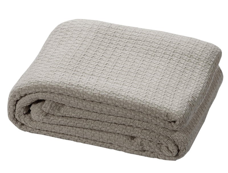 HILLFAIR 100% Combed Cotton Blanketâ€“ King Bed Blanketâ€“ Soft Warm Multipurpose Throws for Luxury Home Decorâ€“90 x 108 inch King Size Cotton Blankets for Beds- Bed Blankets for All Season- Sand Grey - Image 2